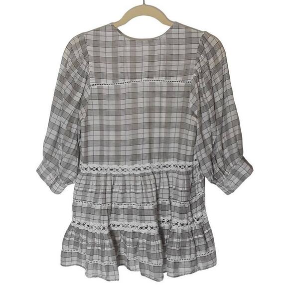 Free People Time Out Lace Tunic Ivory Eyelet V-Neck 3/4 Sleeves Medium - Picture 3 of 12